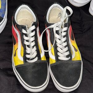 Vans Black and Red Low-Top Sneakers